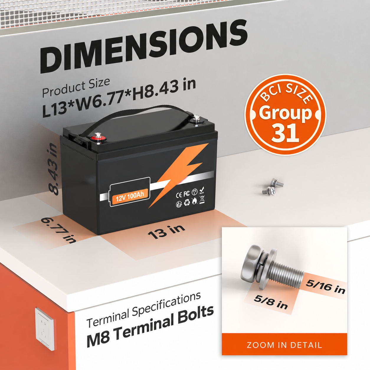 🔥 12V 100Ah LiFePO4 Deep Cycle Battery – Long-Life Power for RV, Solar & Off-Grid Use