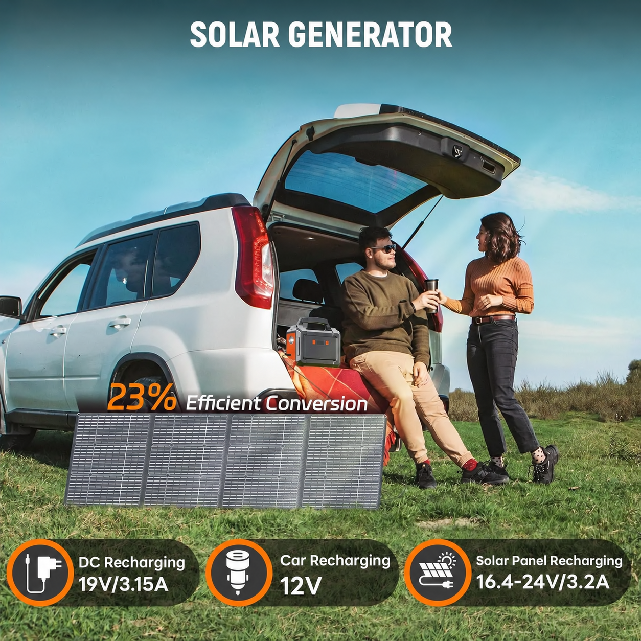 🔥 300W Portable Solar Generator Kit – 296Wh Power Station + 60W Solar Panel