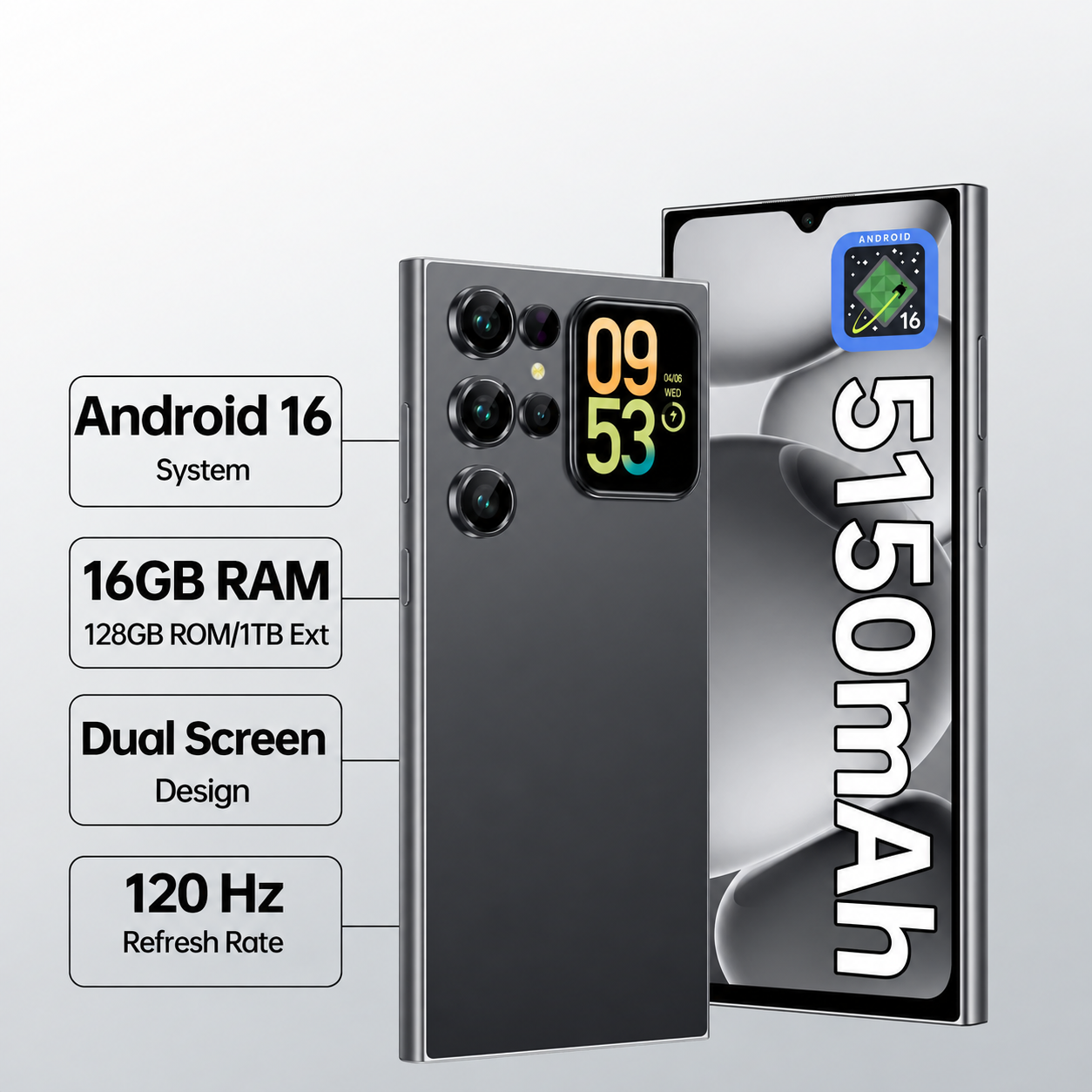 Limited Offer: Dual-Screen 4G Smartphone with 6.88” Display & 5150mAh Battery