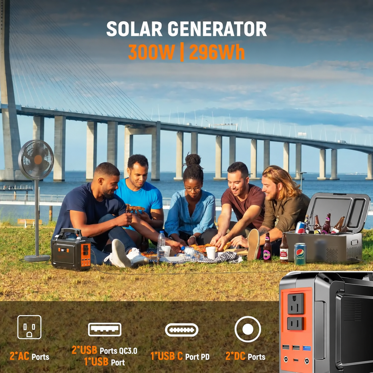 🔥 300W Portable Solar Generator Kit – 296Wh Power Station + 60W Solar Panel