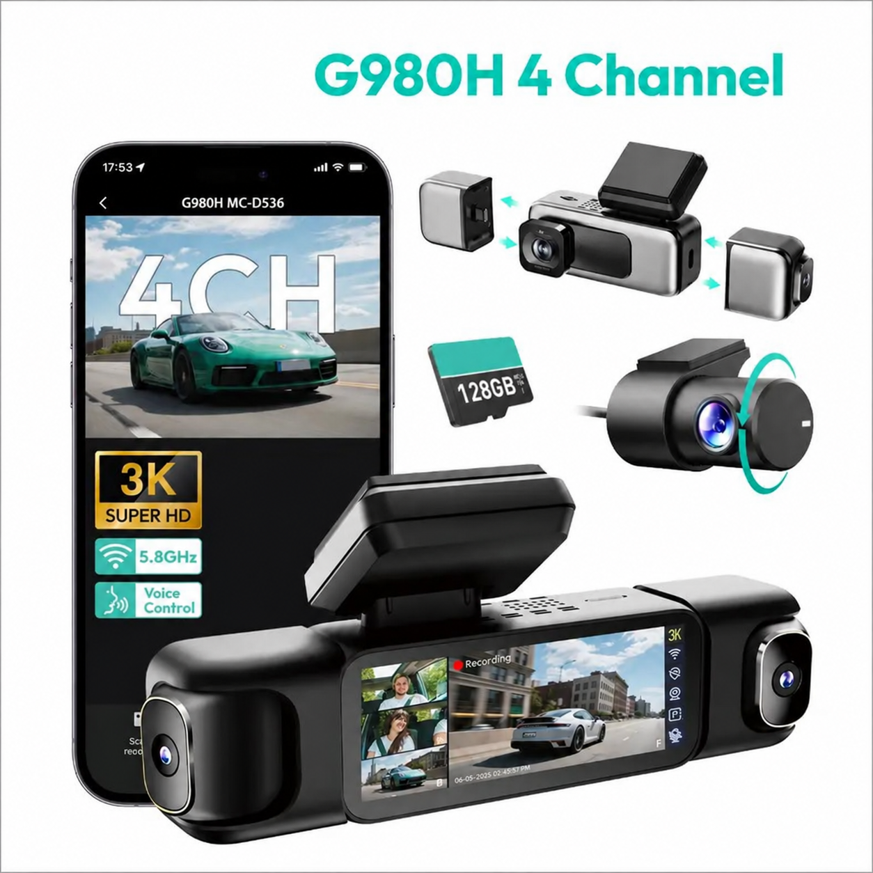 🔥Last Chance Sale🔥3K 4 Channel Dash Cam 3.18” Touch Screen