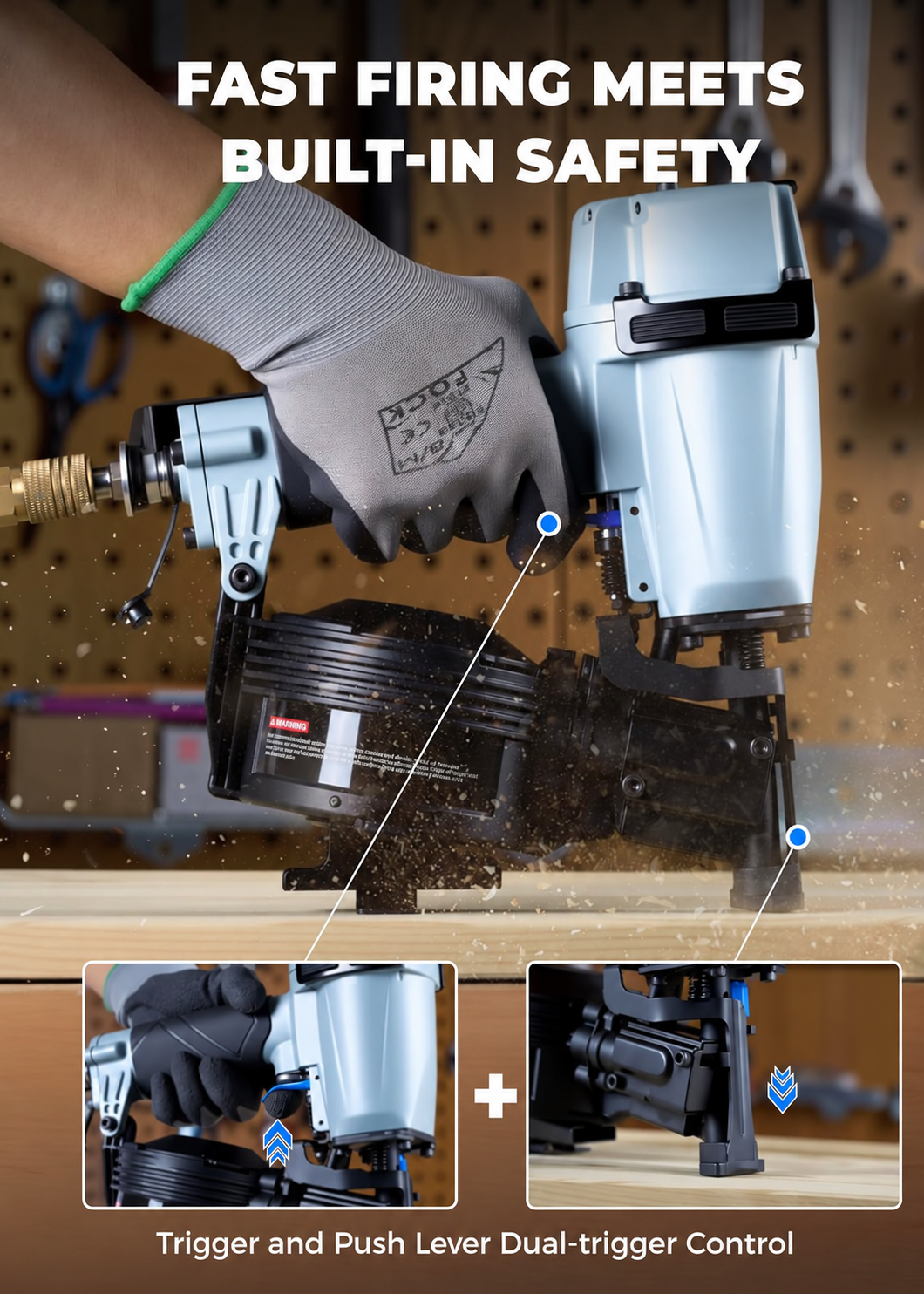 🔥Last Chance Sale🔥15° Pneumatic Roofing Coil Nailer – 3/4