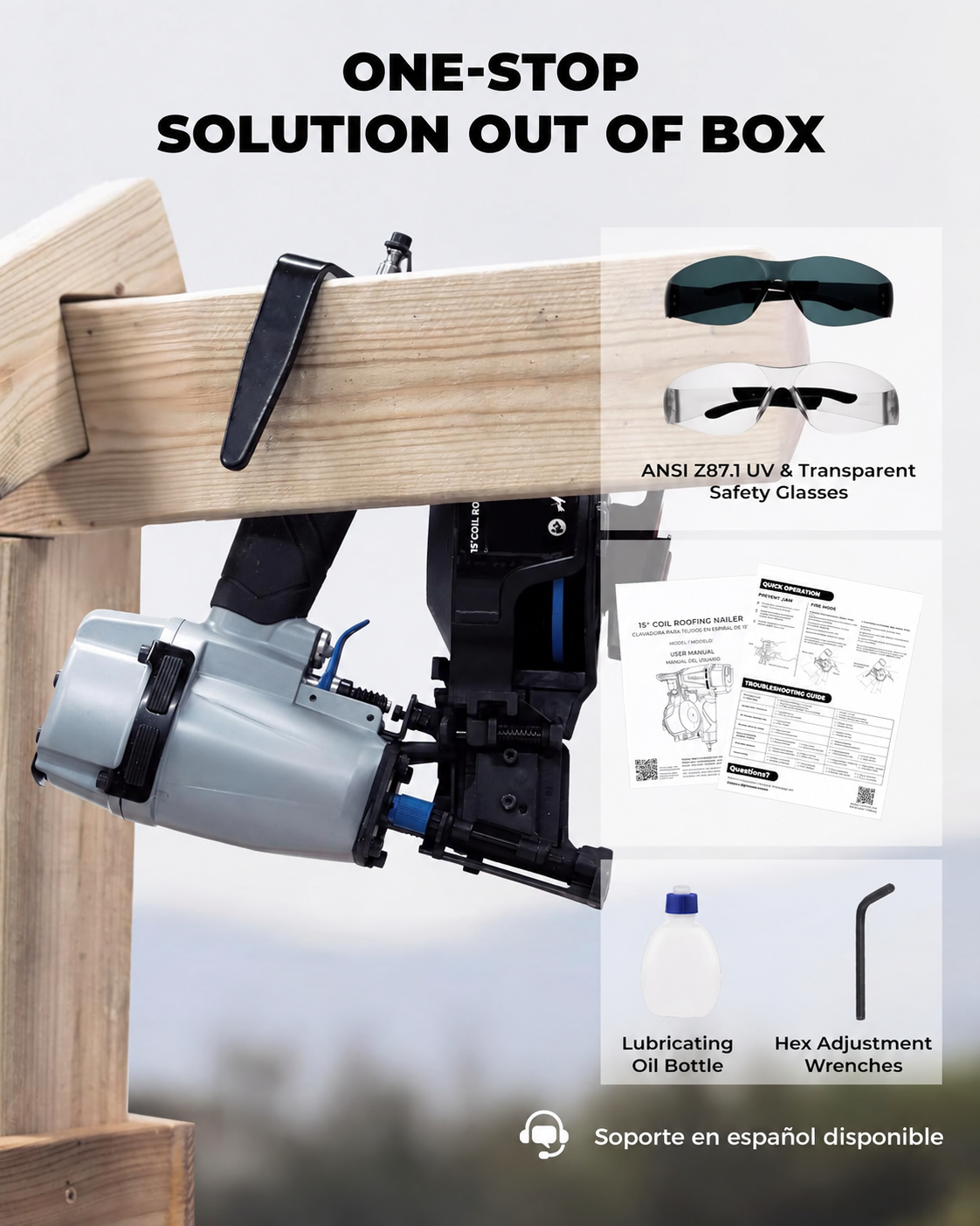 🔥Last Chance Sale🔥15° Pneumatic Roofing Coil Nailer – 3/4