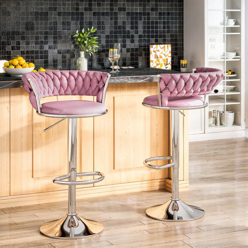🔥Last Chance Sale🔥Modern Velvet Bar Stool, Adjustable Counter Height Chair with 360° Swivel & Footrest for Kitchen Island