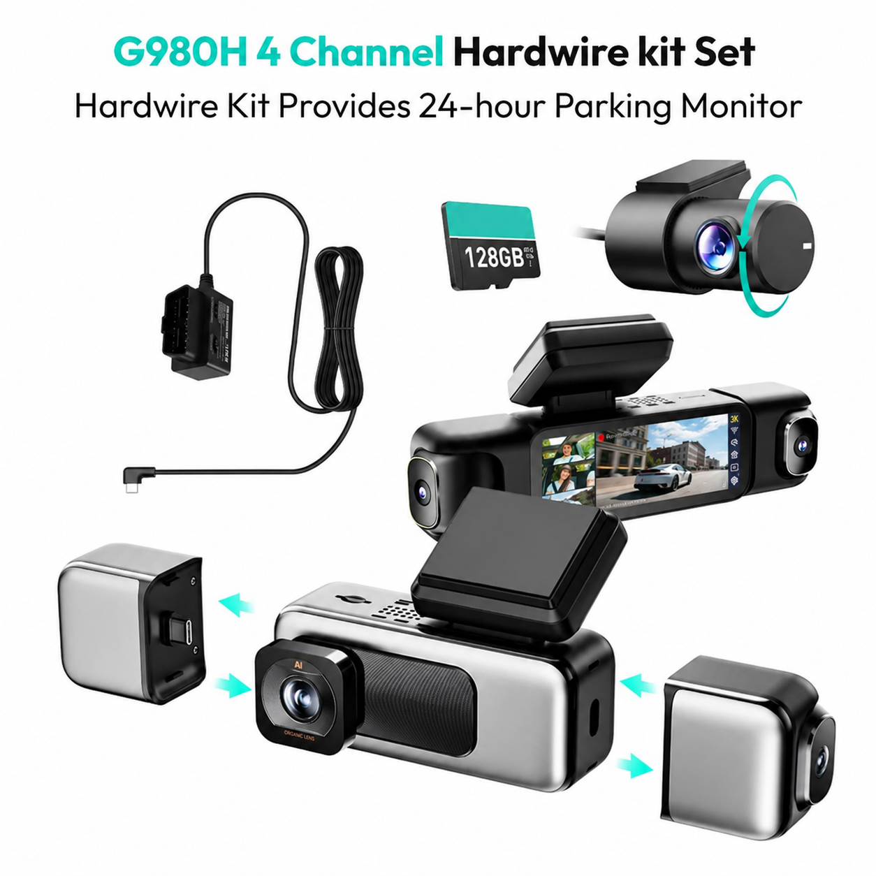 🔥Last Chance Sale🔥3K 4 Channel Dash Cam 3.18” Touch Screen