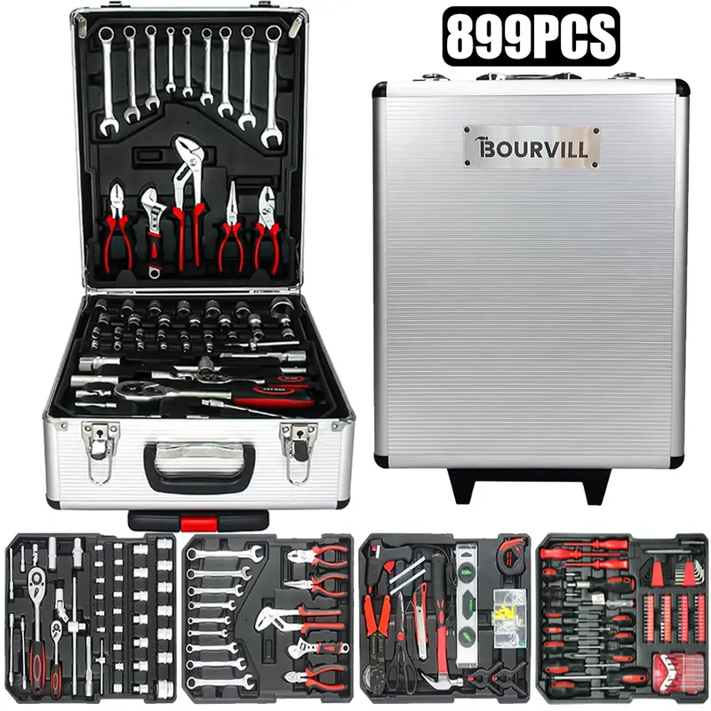 🔥Last Chance Sale🔥Bourvill 899-Piece Tool Set with Wheeled Cabinet