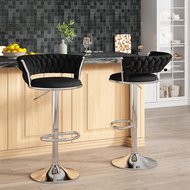 🔥Last Chance Sale🔥Modern Velvet Bar Stool, Adjustable Counter Height Chair with 360° Swivel & Footrest for Kitchen Island