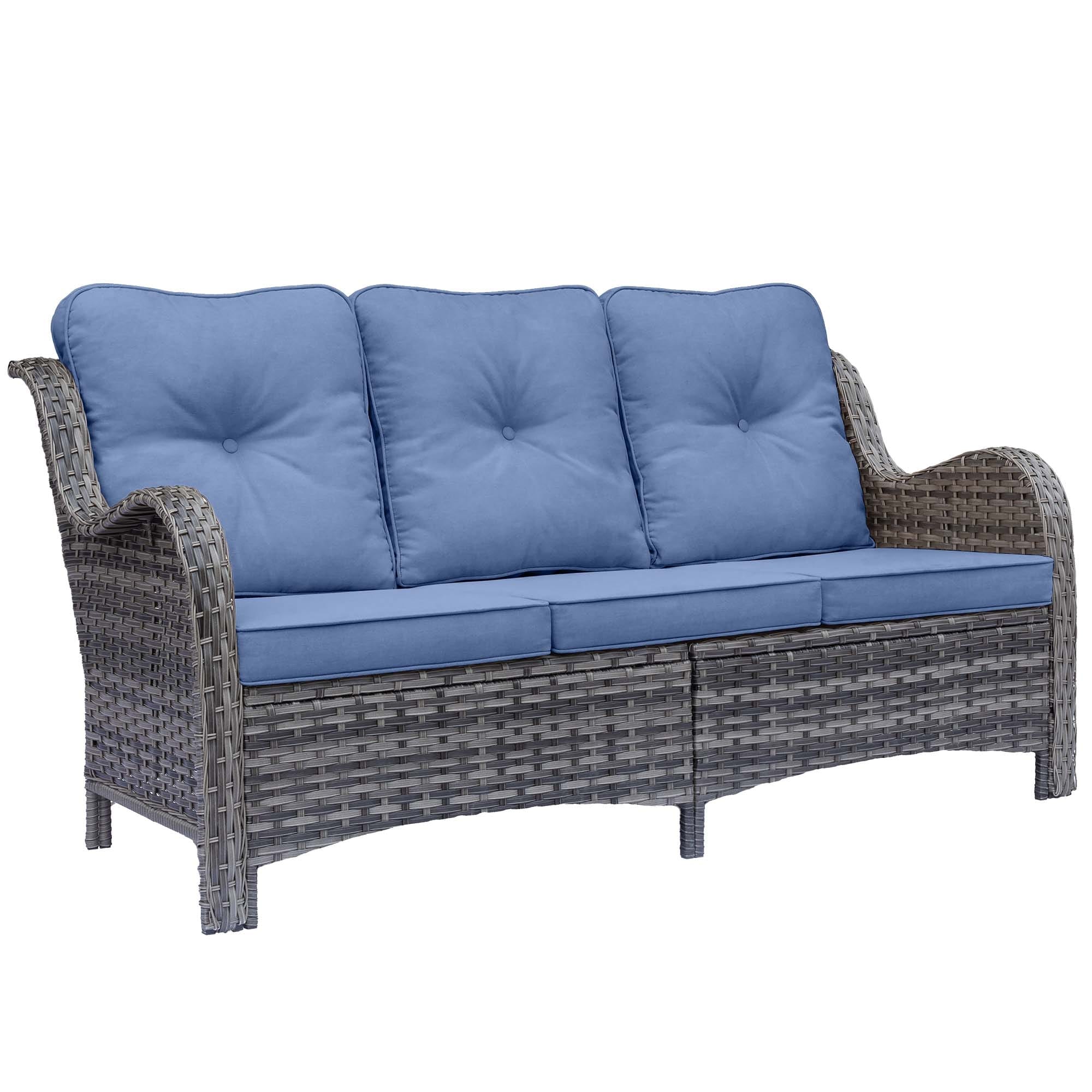 Outdoor Patio Furniture Set-Wicker Patio Conversation Swivel Chair Set