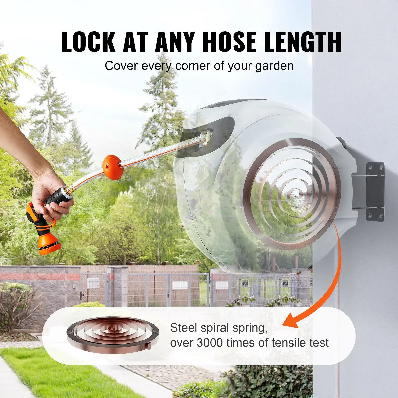 Retractable Hose Reel, Various specifications, 100'x1/2