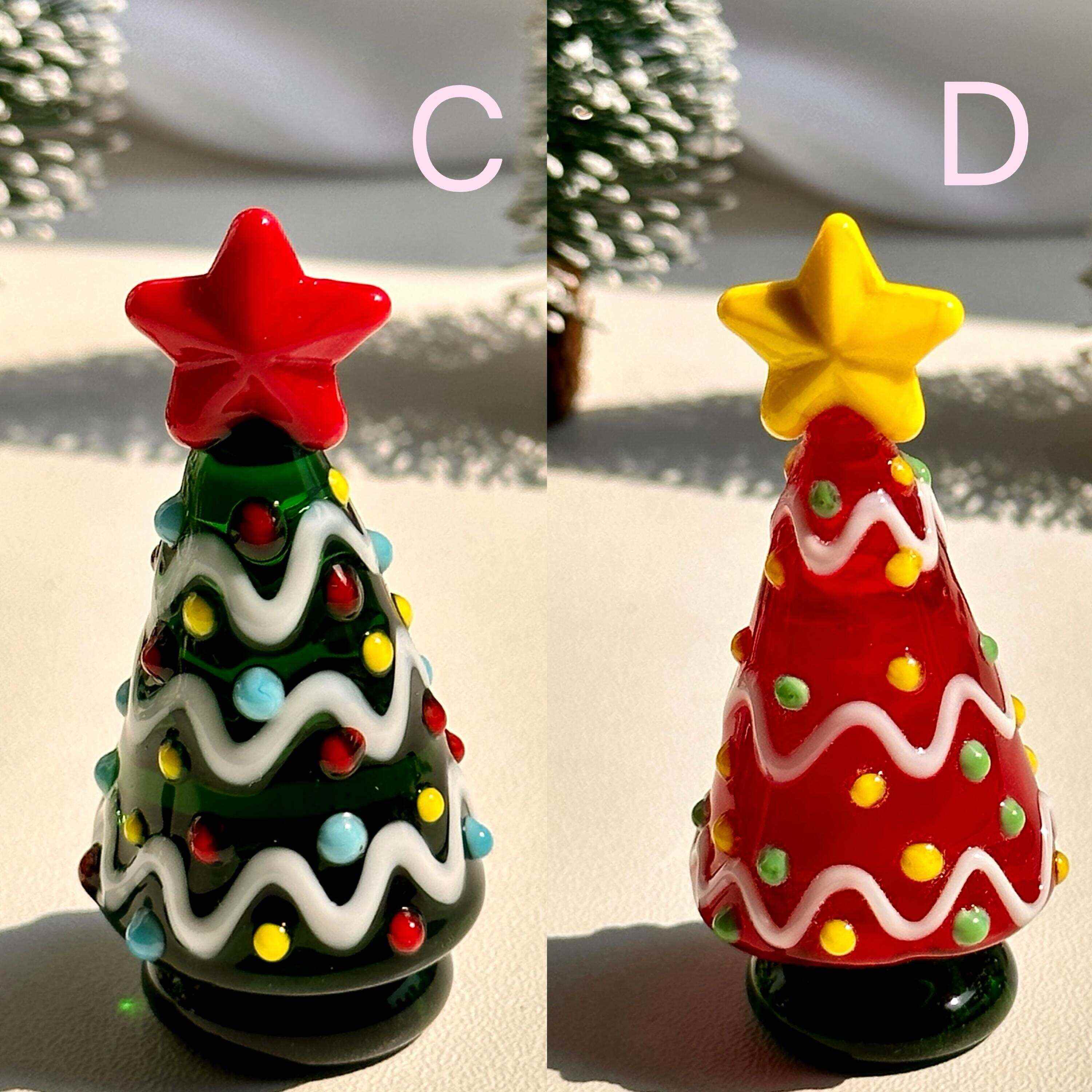 Handmade Lampwork Glass Miniature Christmas Trees