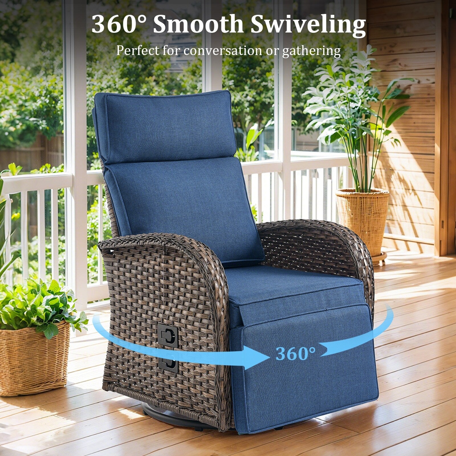 Pocassy Reclining Patio Chair with Adjustable Backrest