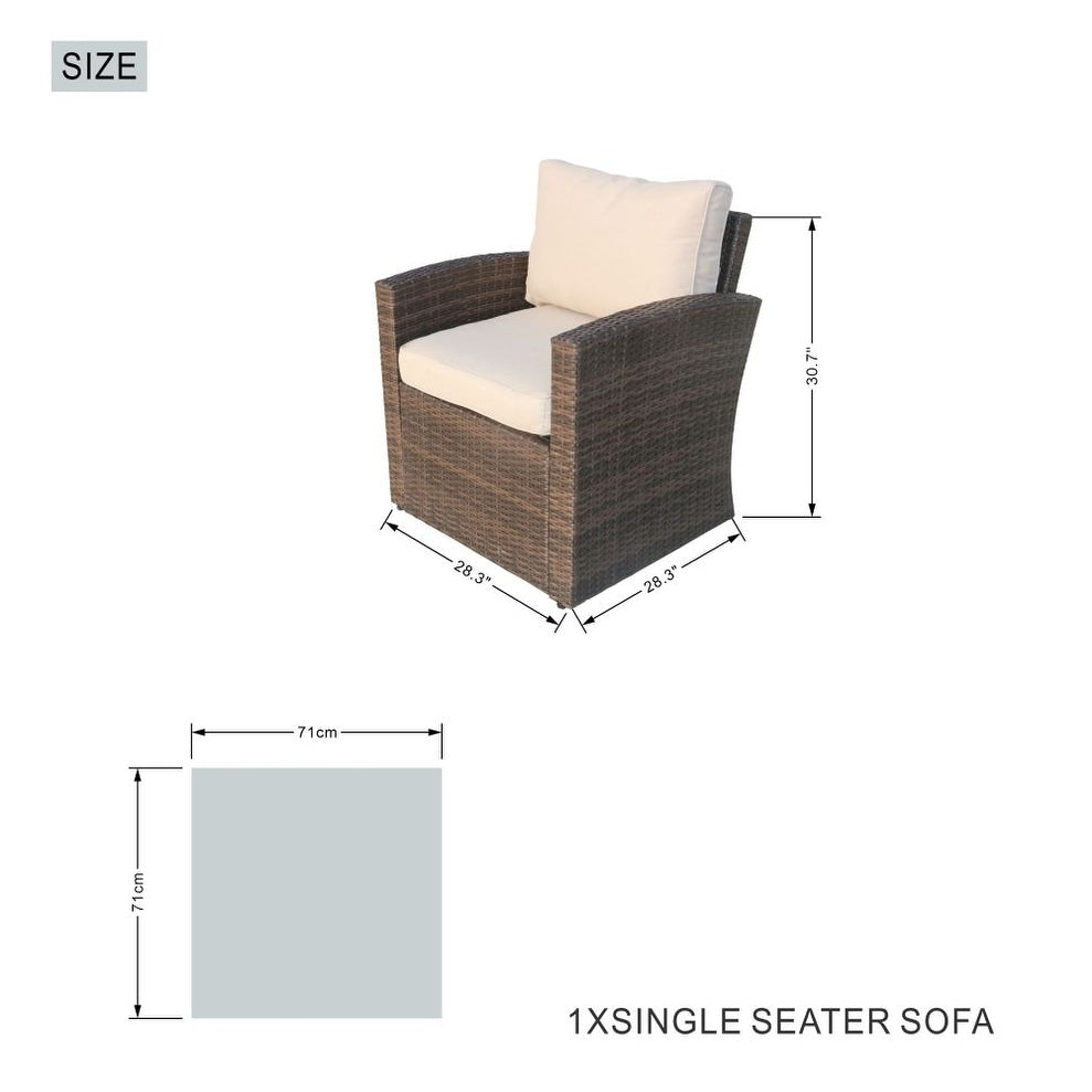 7-piece Patio Wicker Garden Chat Sofa Set with Fire Pit Table and Storage Box