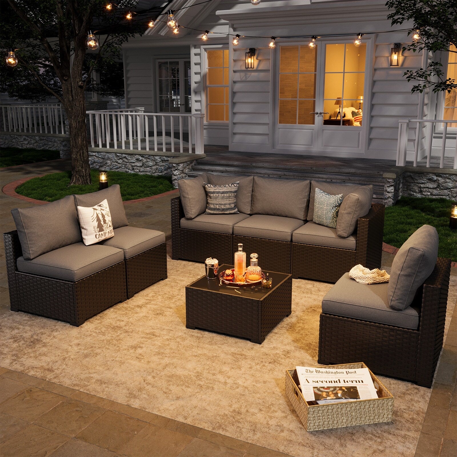 Wicker Rattan Patio Sectional Sofa Set