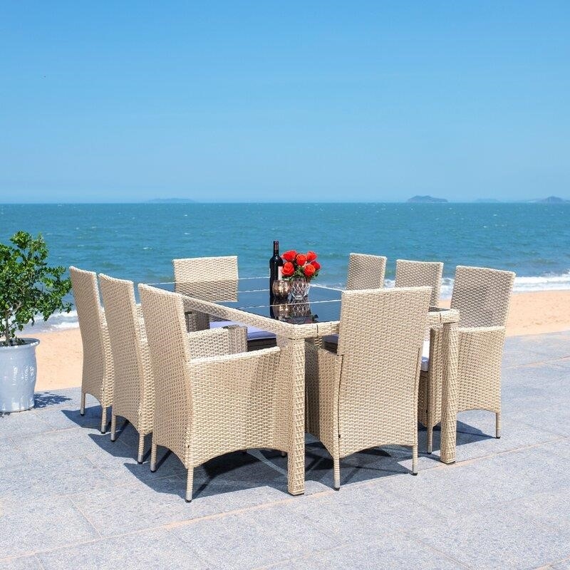 Hailee Rectangular 8 - Person 76.8'' Long Dining Set with Cushions