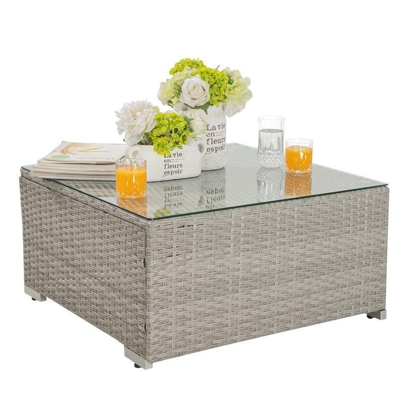 Polla Wicker/Rattan 4 - Person Seating Group with Cushions