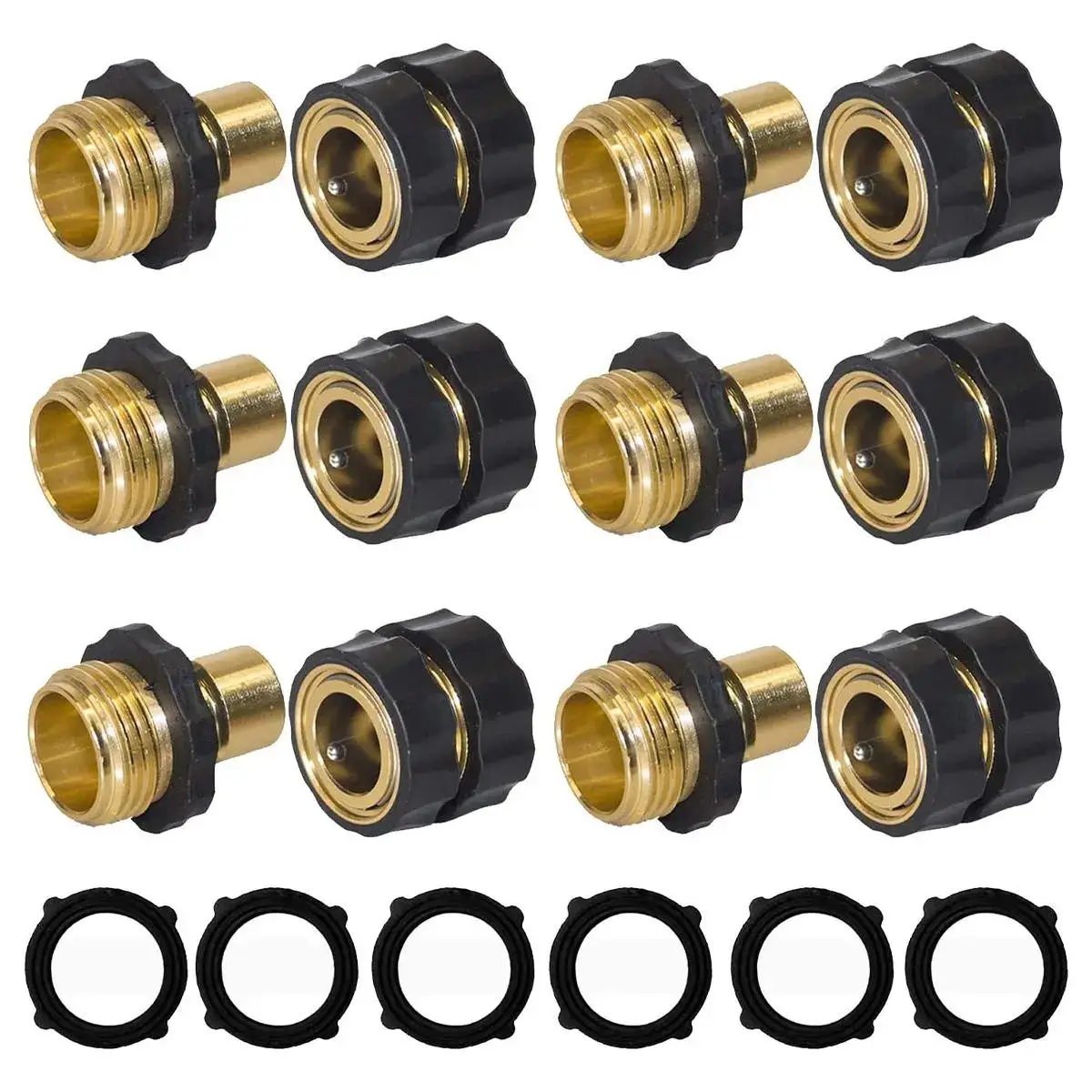 Garden Hose Quick Connectors 3/4-Inch Male and Female, 4-6 Set Plastic+Aluminum Outdoor Tool Accessory, Leak Proof Seal, Easy Connection Lawn Care Item, Mother’s Day Gift, summerwins