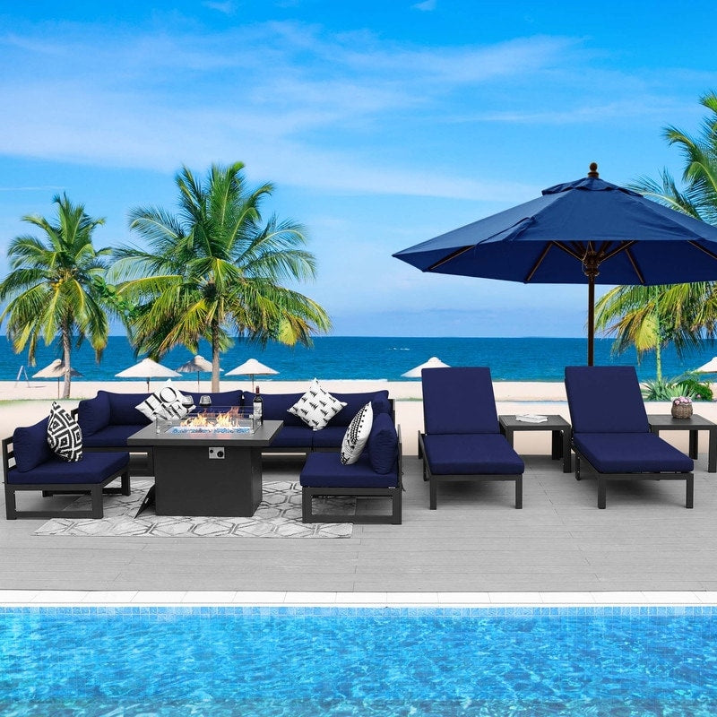 FINCATI Aluminum Outdoor Patio Furniture Conversation Sectional Sofa Set