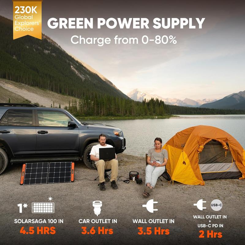 Solar Generator 300, 292Wh Power Station , 300W Pure Sine Wave AC Outlet for RV Outdoors Camping Travel Blackout