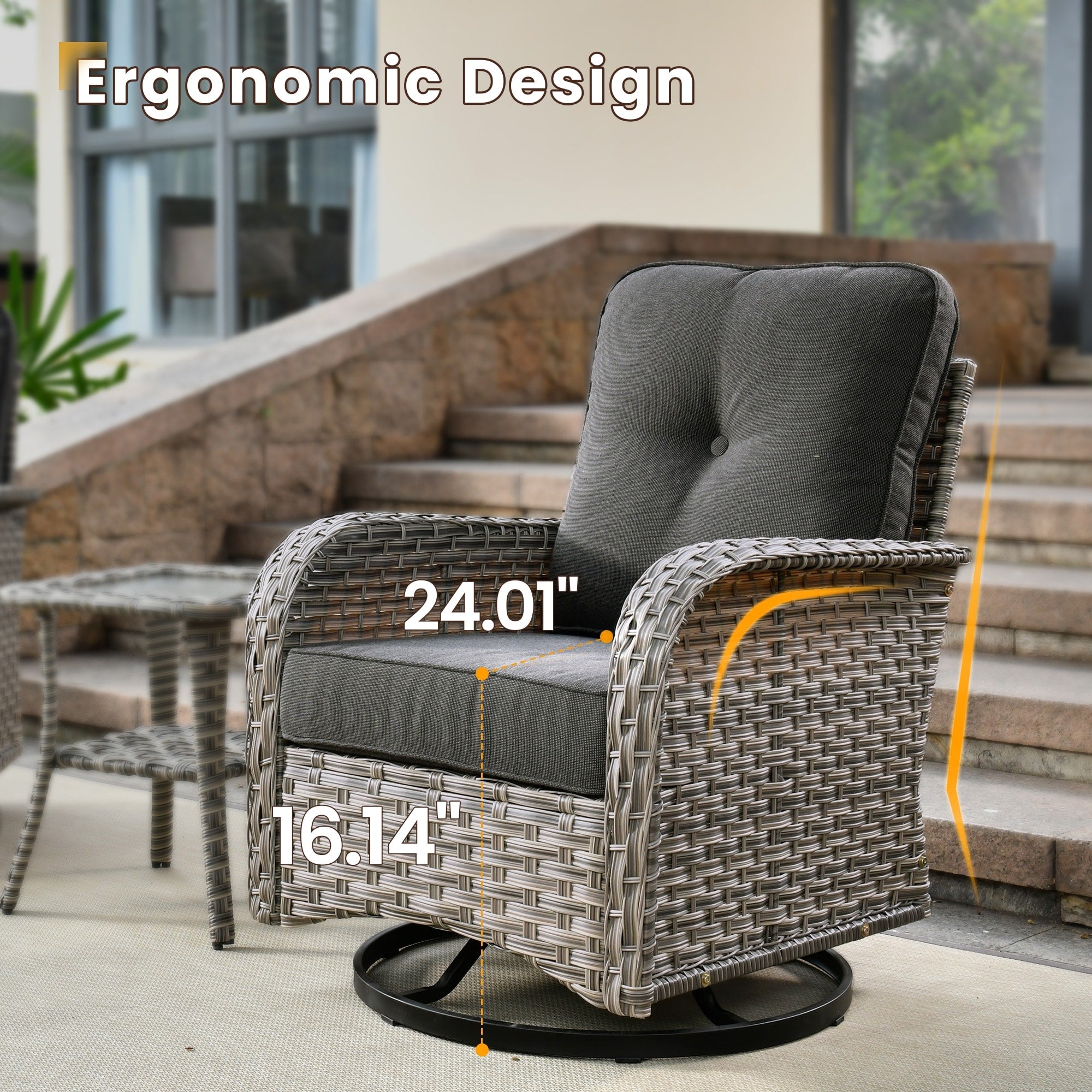 XIZZI 10-piece Patio Furniture Wicker Sectional Set with Swivel Chair