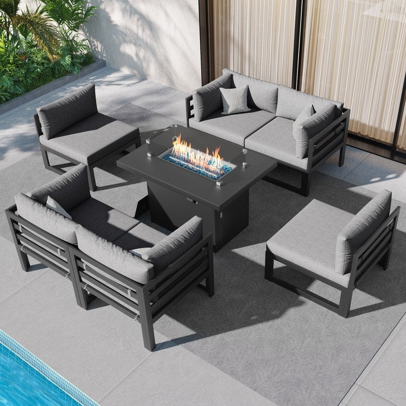 FINCATI Aluminum Outdoor Patio Furniture Conversation Sectional Sofa Set