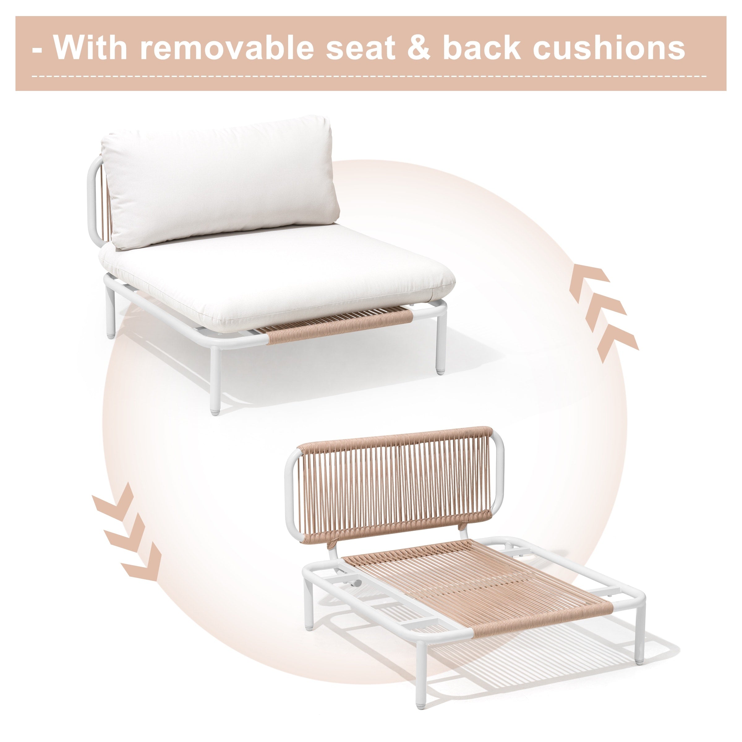 Outdoor Cushioned Sectional Sofa Chat Set Patio Furniture Conversation Set, Free Combination