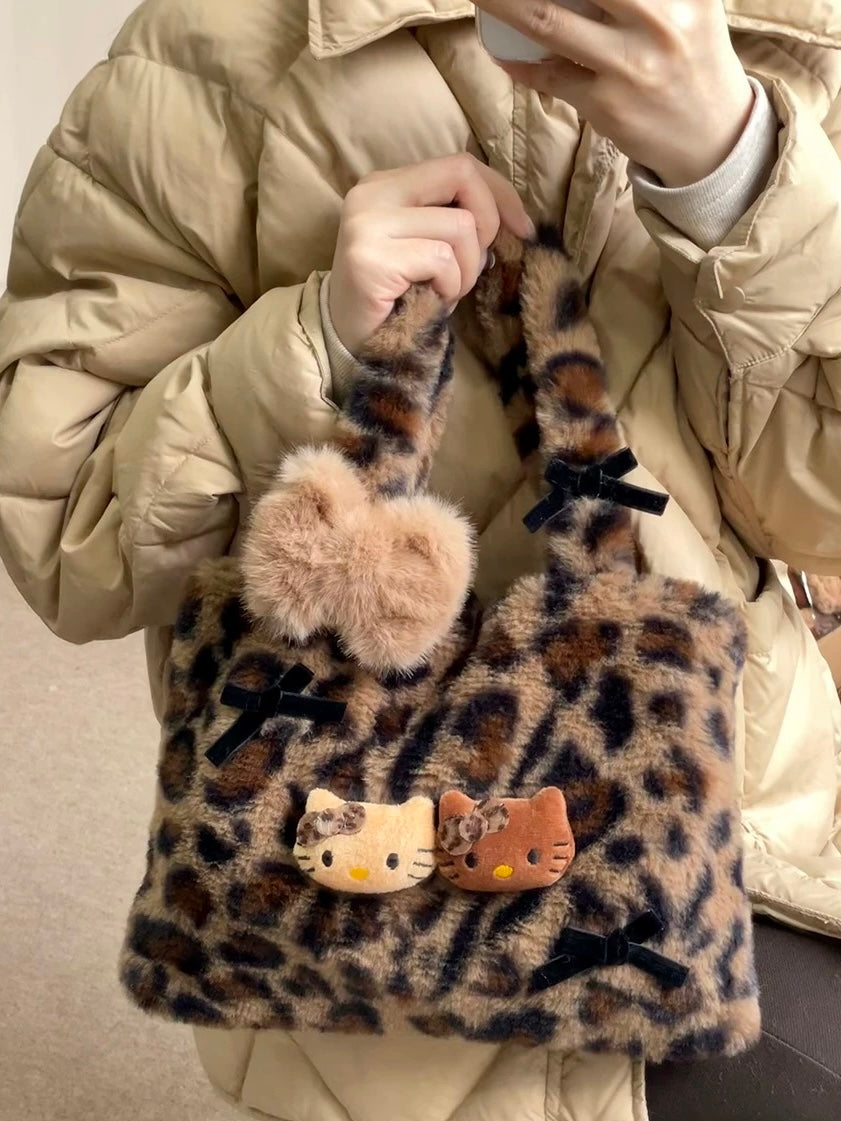 Hellokitty Leopard Print Plush Bag Handbags