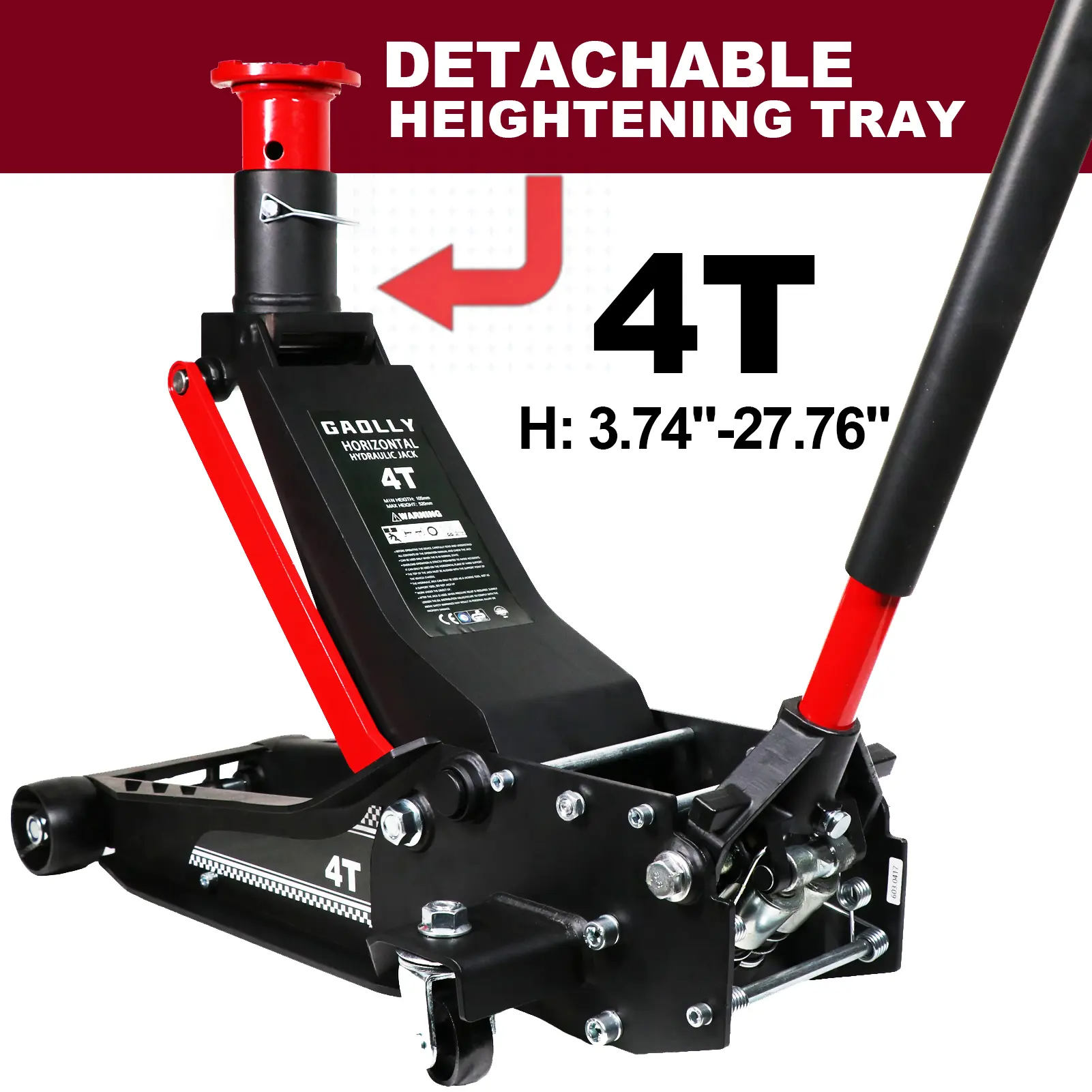 3 Ton Low Profile, Heavy-Duty Steel Racing Floor Jack with Dual Pistons Quick Lift Pump, with Lug Wrench Lifting Range 3.35\