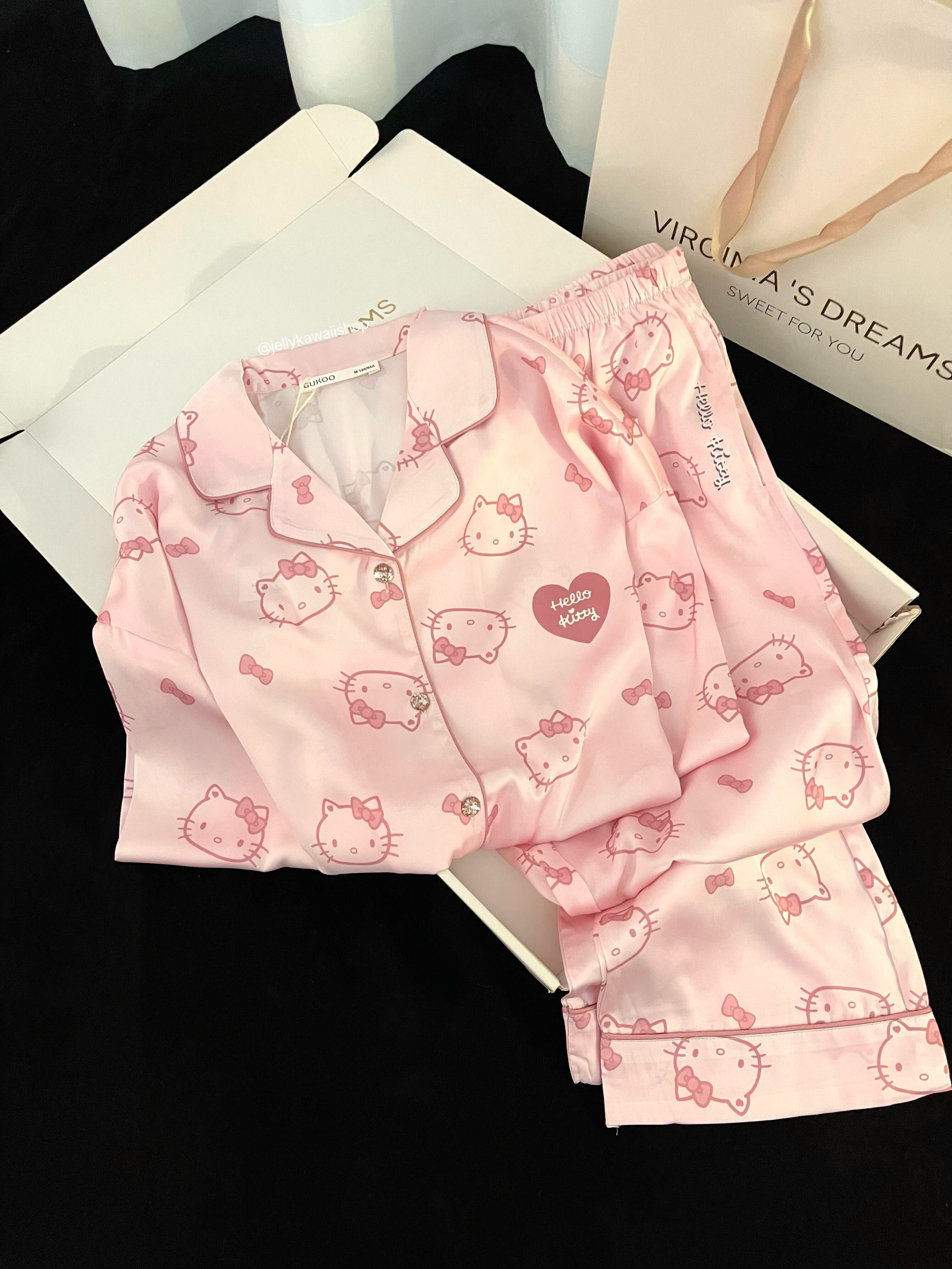 Hellokitty Pink Pajamas Set Soft Pj Lounge Sets