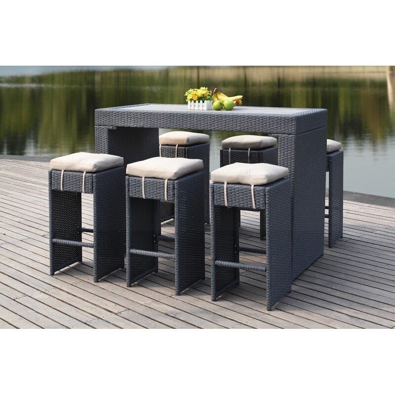 Motter Rectangular 6 - Person 59.1'' Long Bar Height Dining Set with Cushions