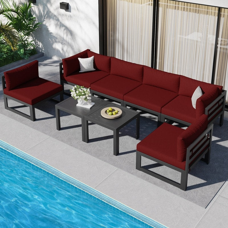 FINCATI Aluminum Outdoor Patio Furniture Conversation Sectional Sofa Set