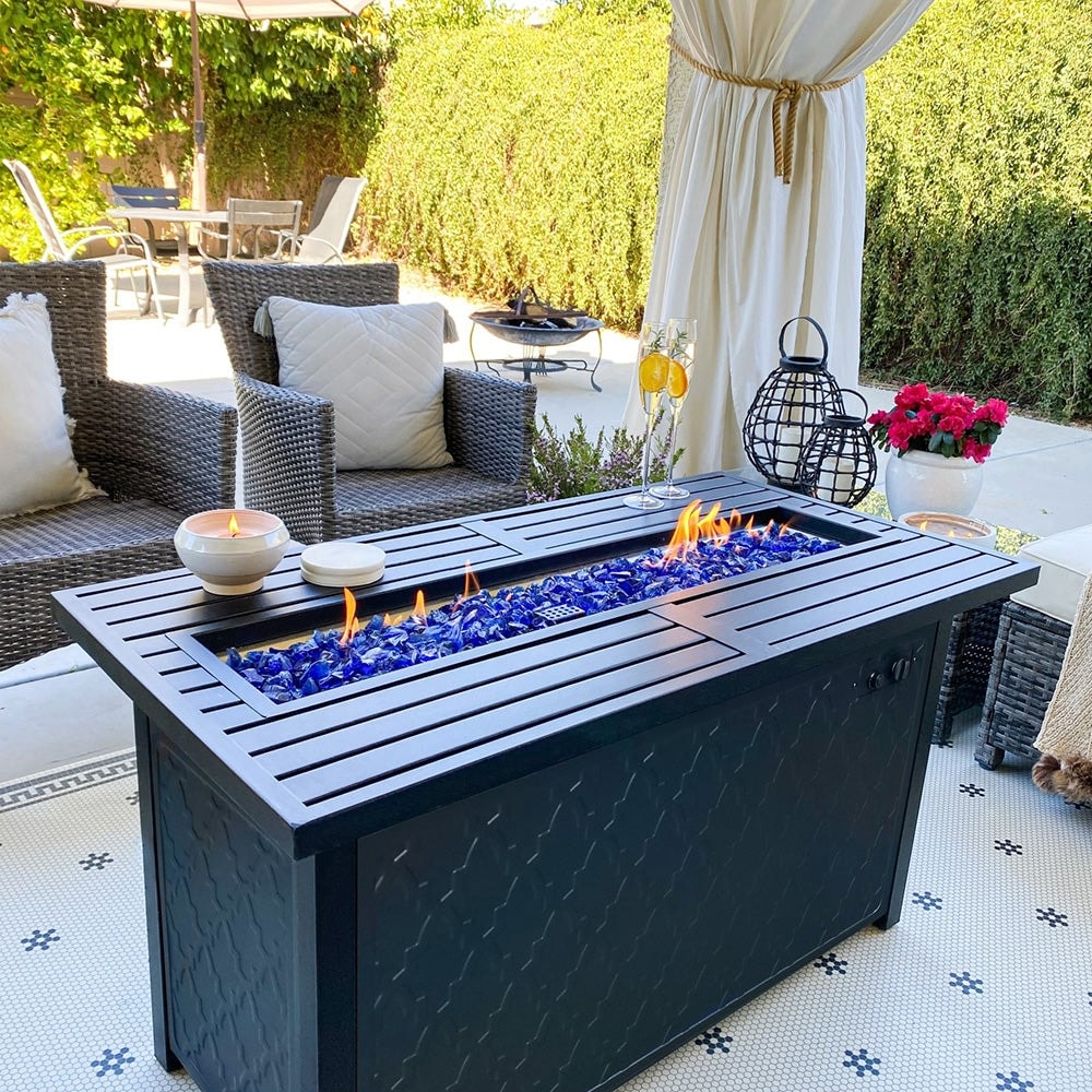8-Piece Patio Outdoor Wicker Sectional Sofa Set, Large Seating Furniture Conversation Sets with Fire Pit Table