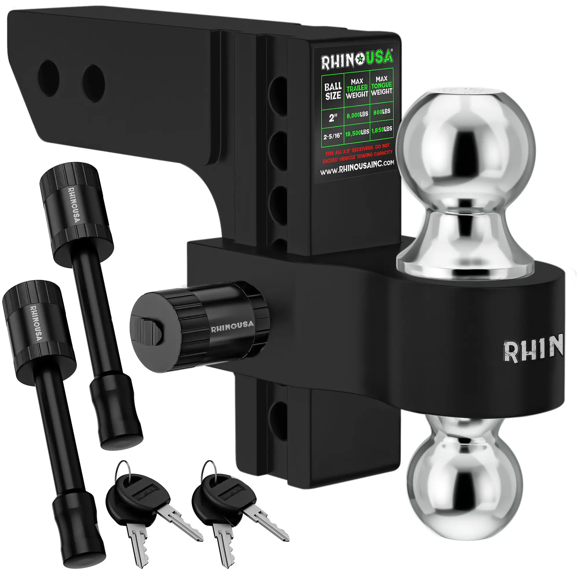Adjustable 2-Inch Trailer Hitch Drop Receiver Aluminum
