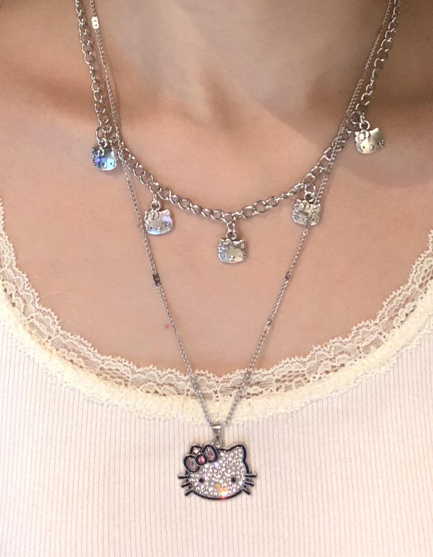Hellokitty Rhinestone Pendant Necklace