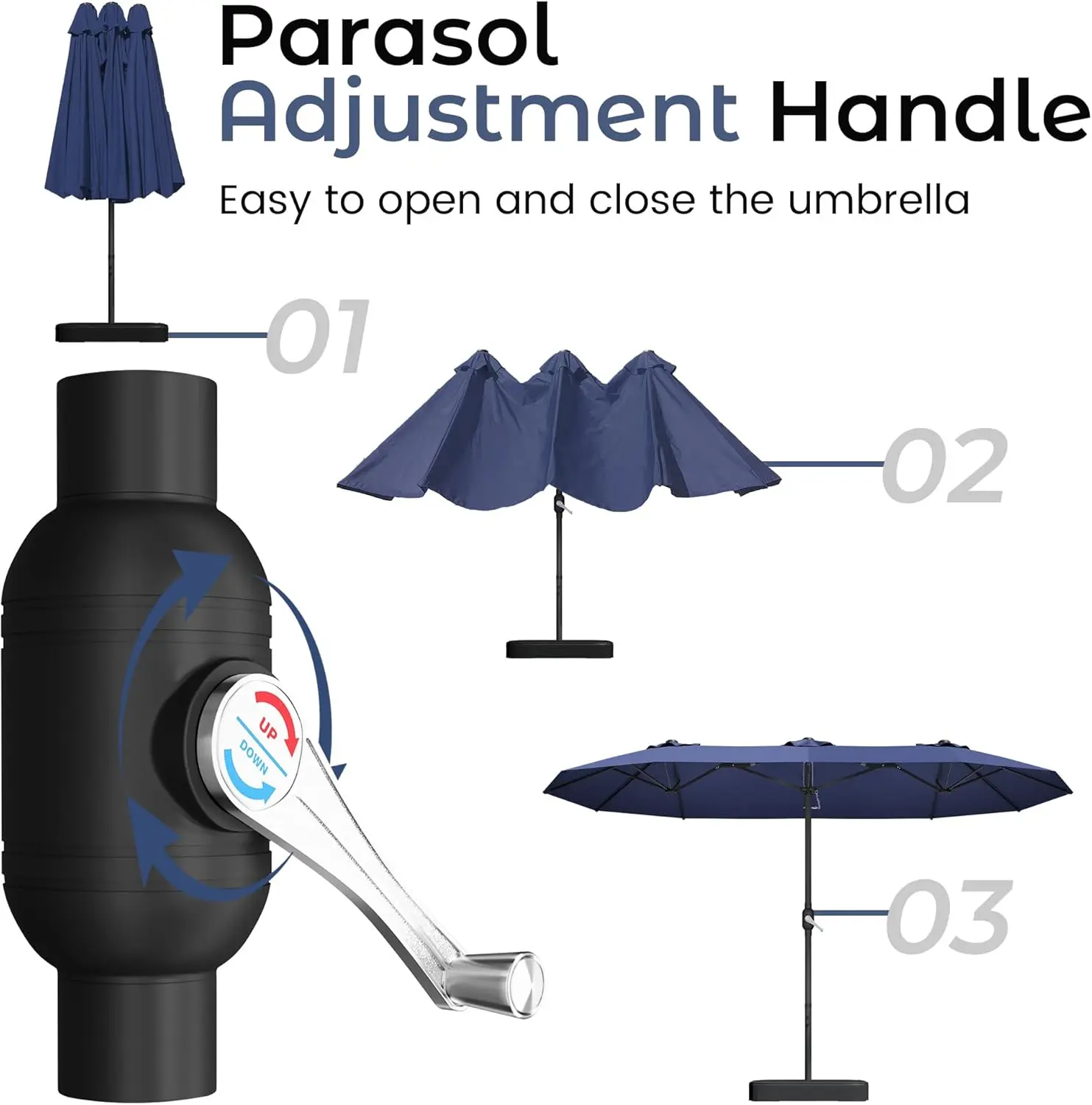 Large Outdoor Patio Umbrella 15ft with Weighted Base for Garden, Poolside, and Beach