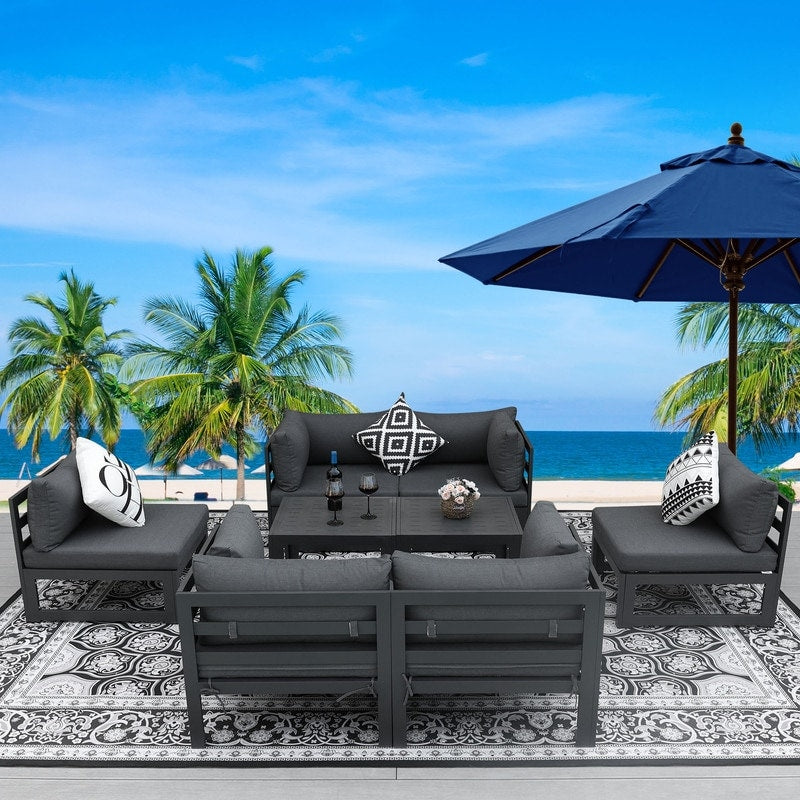 FINCATI Aluminum Outdoor Patio Furniture Conversation Sectional Sofa Set