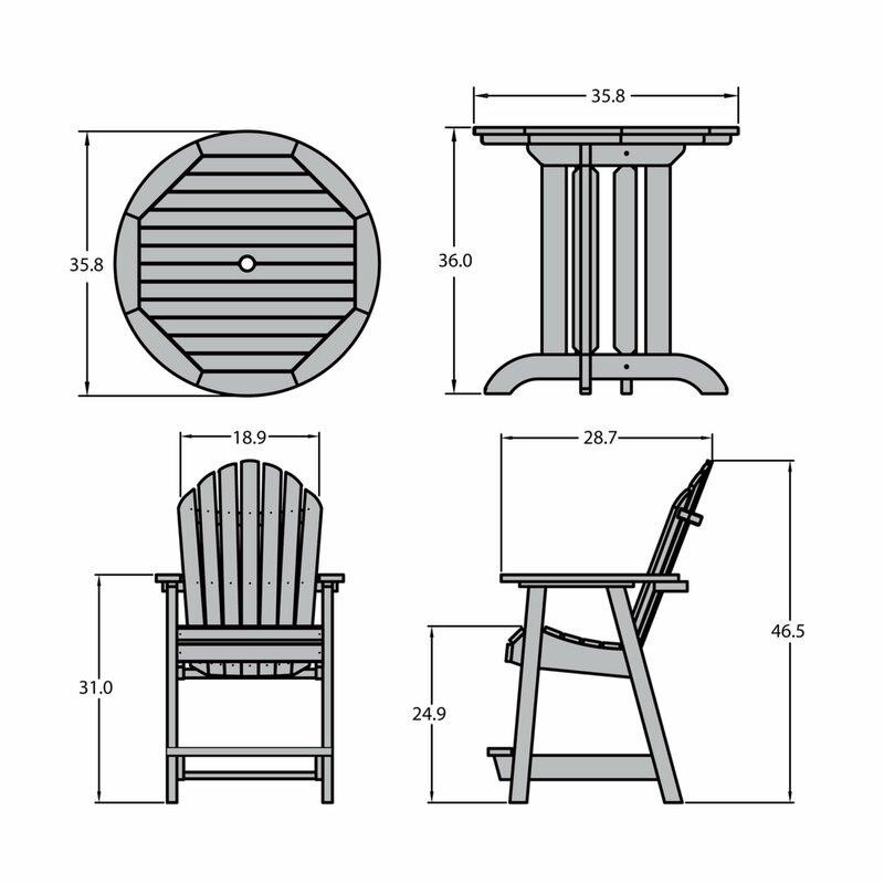 Anette Round 2 - Person 36'' Long Bar Height Dining Set
