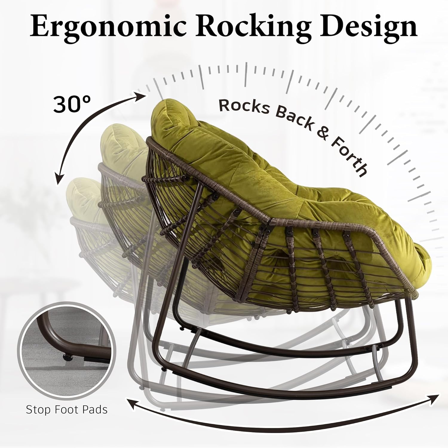 Oversized Outdoor Egg Rocking Chair with Thick Cushion – Comfortable Patio & Indoor Lounge Seating Clearance Sale