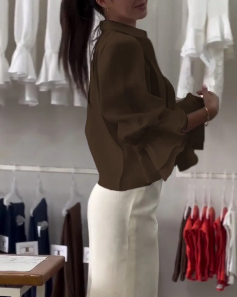 Aumora Puff Sleeve Ruffle Shirt
