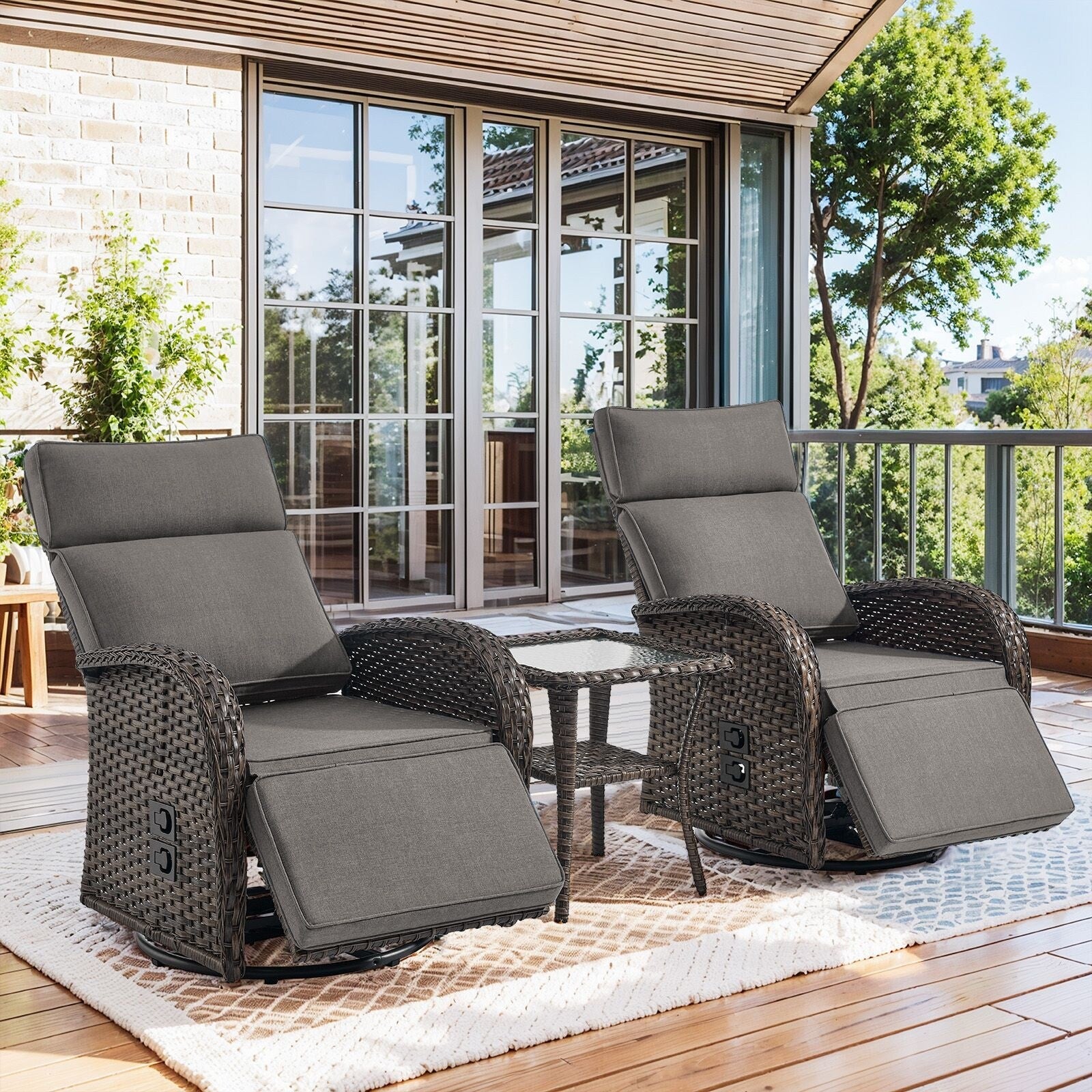 Pocassy Reclining Patio Chair with Adjustable Backrest