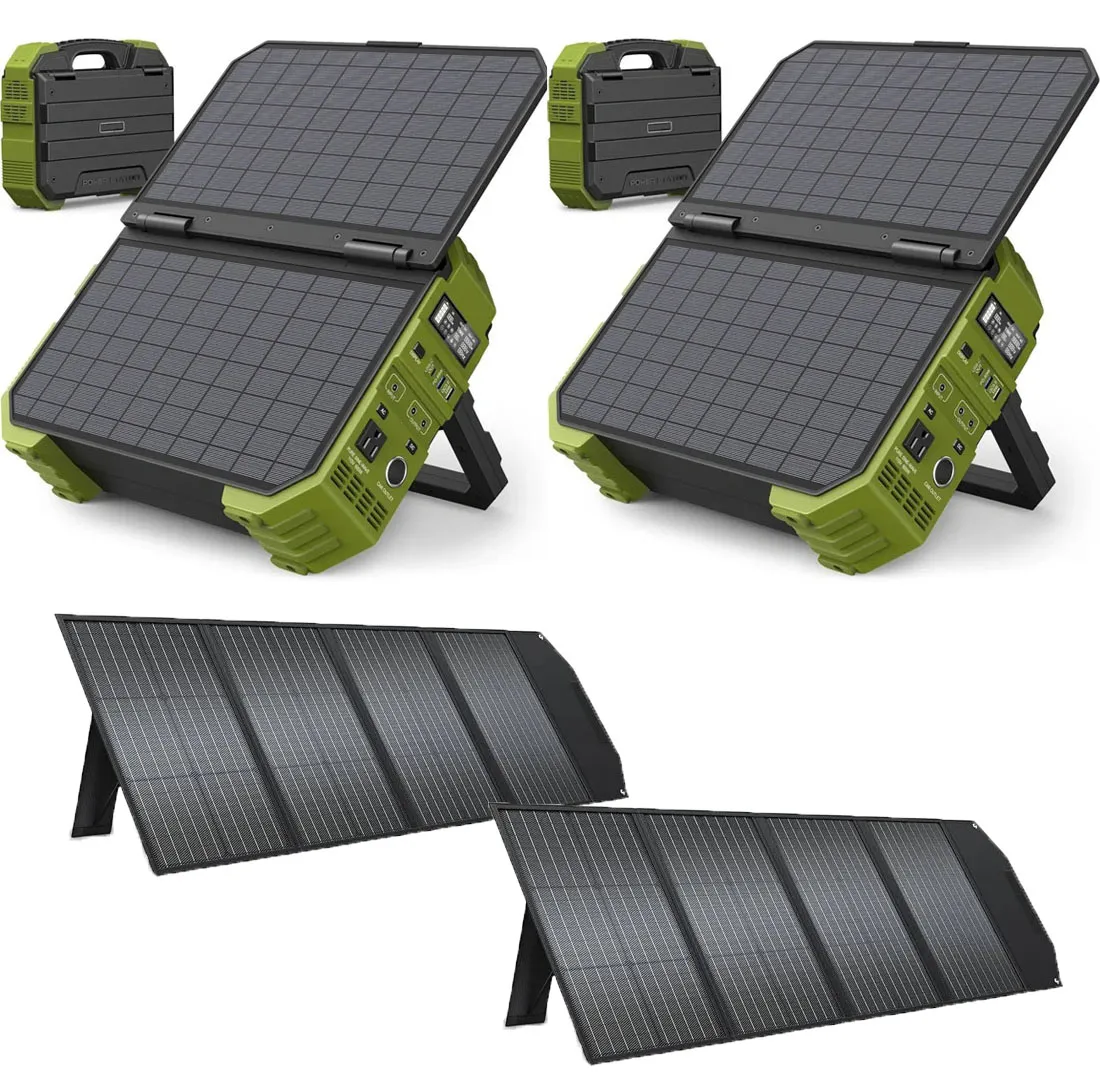 Spring Sale💥Last Day Buy 1 Get 1 Free💥Portable Power Station with Built-in Solar Panel