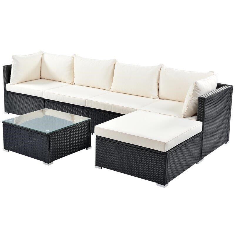 Keylin Wicker/Rattan 5 - Person Seating Group with Cushions
