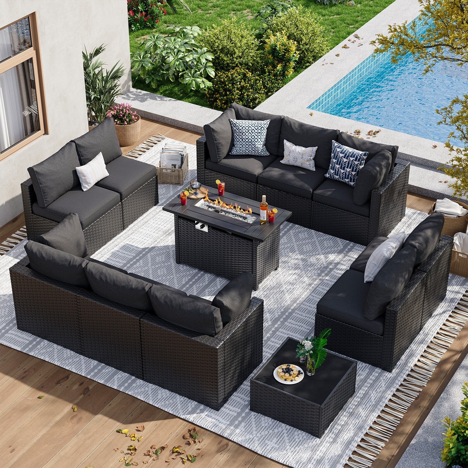 Wicker Rattan Patio Sectional Sofa Set