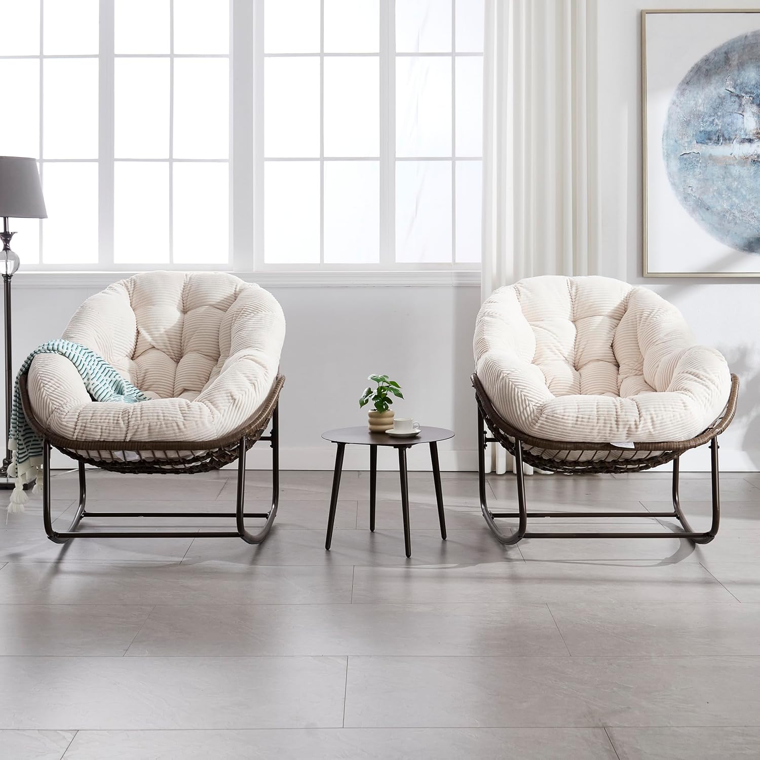 Oversized Outdoor Egg Rocking Chair with Thick Cushion – Comfortable Patio & Indoor Lounge Seating Clearance Sale