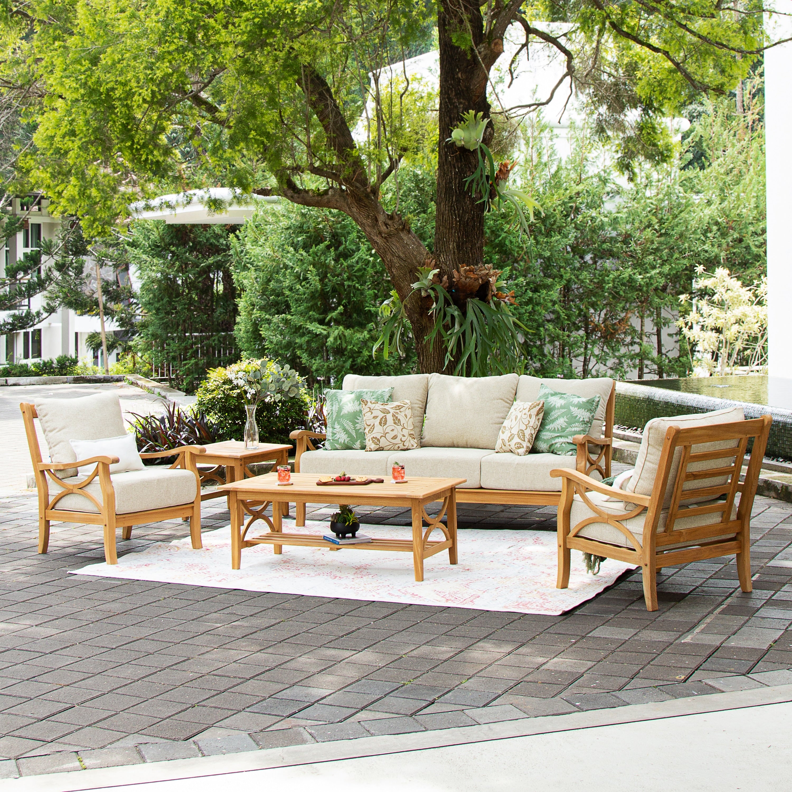Cambridge Casual Lowell 5-piece Teak Wood Outdoor Conversation Set
