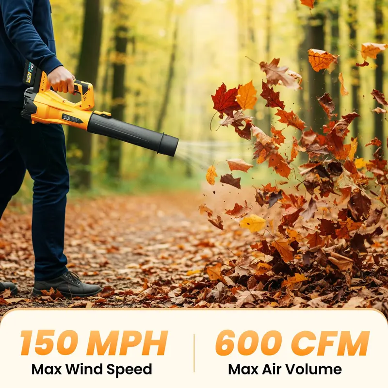 Cordless Handheld Leaf Blower  Powerful Electric Model with 6 Adjustable Wind Speeds
