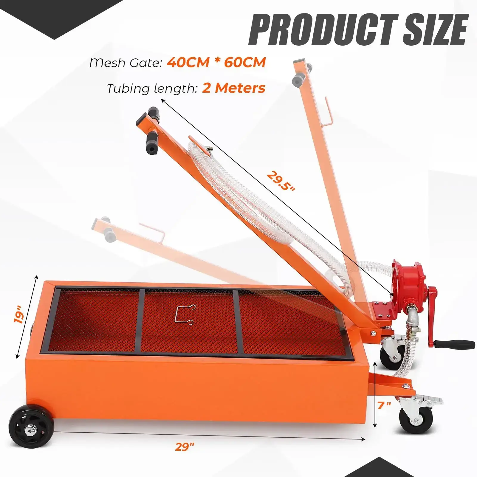 Oil Drain Pan-20/15 Gallon Low Profile  with Pump (Electric/Manual Options),Heavy Duty Portable Waste Fluid Drain Tub with 8ft Hose & Folding Handle for Trucks, SUVs, Cars