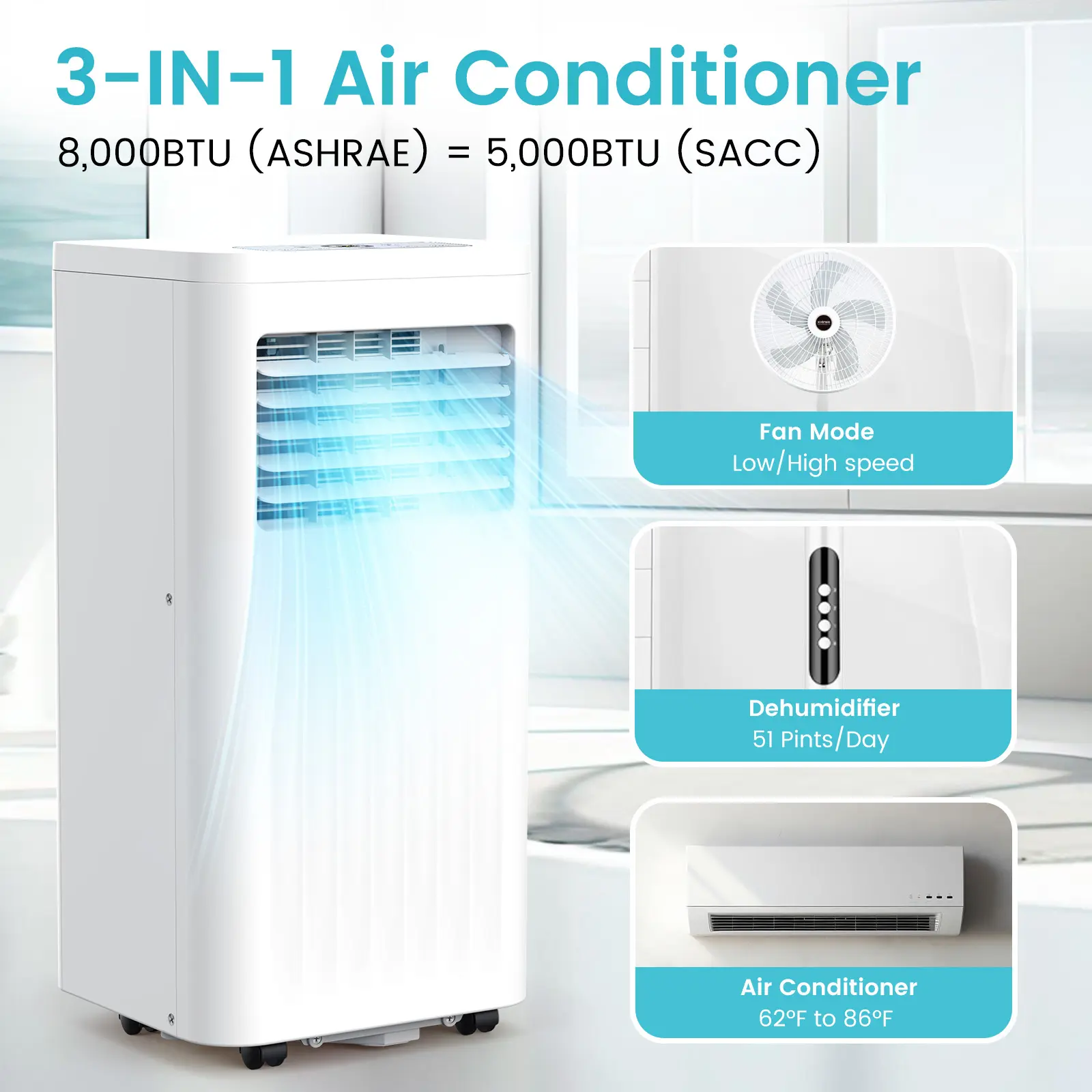 💥 Clearance sale⚡8000-10000 BTU Portable Air Conditioners, Quiet, Smart, Energy-Saving, Multi-functional Air Conditioner