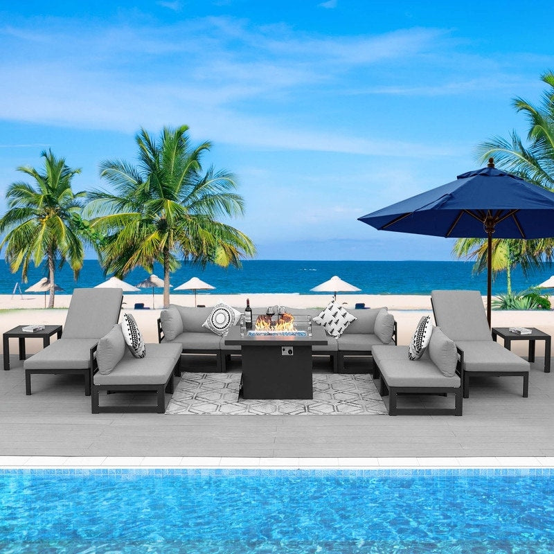 FINCATI Aluminum Outdoor Patio Furniture Conversation Sectional Sofa Set