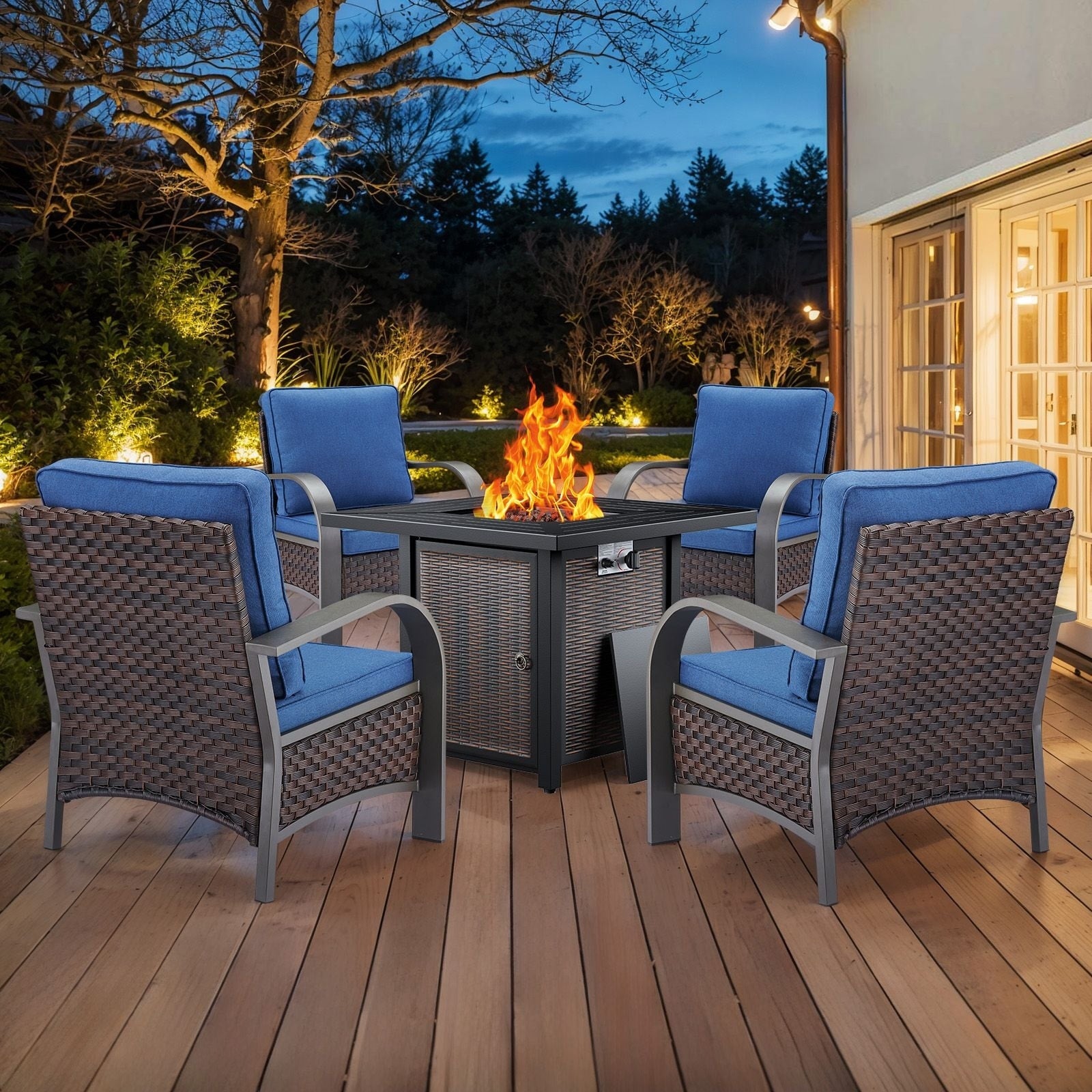 Outdoor Patio Chair with Fire Pit Table Set