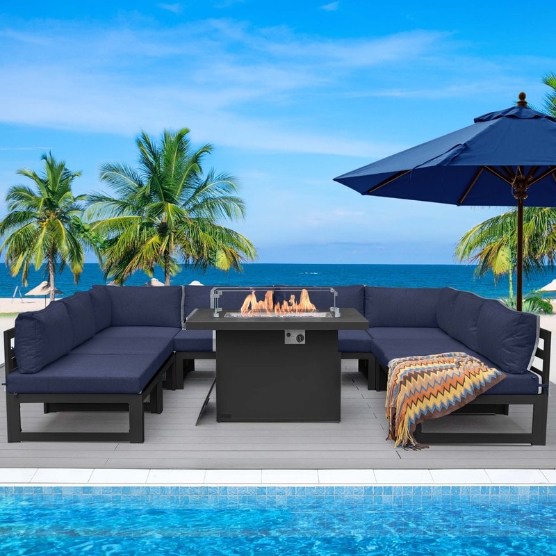 FINCATI Aluminum Outdoor Patio Furniture Conversation Sectional Sofa Set
